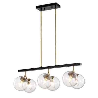 Maxwell 28 Inch Orb Glass Kitchen Island Chandelier 6 Light - N/A