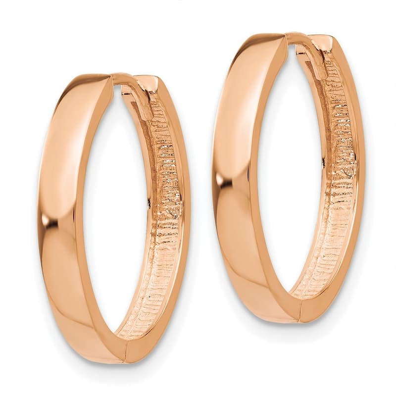 Curata 14k Rose Gold Hinged Hoop Earrings - 15x3mm
