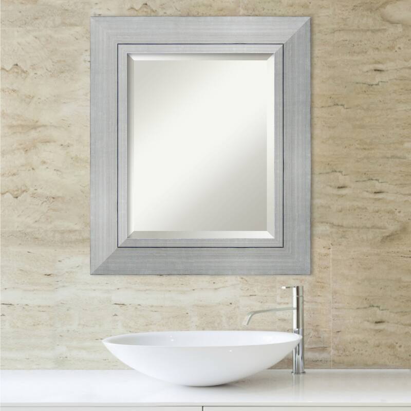Beveled Wood Bathroom Wall Mirror - Romano Silver Frame