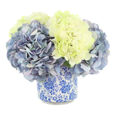 Hydrangeas Arranged in Decorative Ceramic Pot