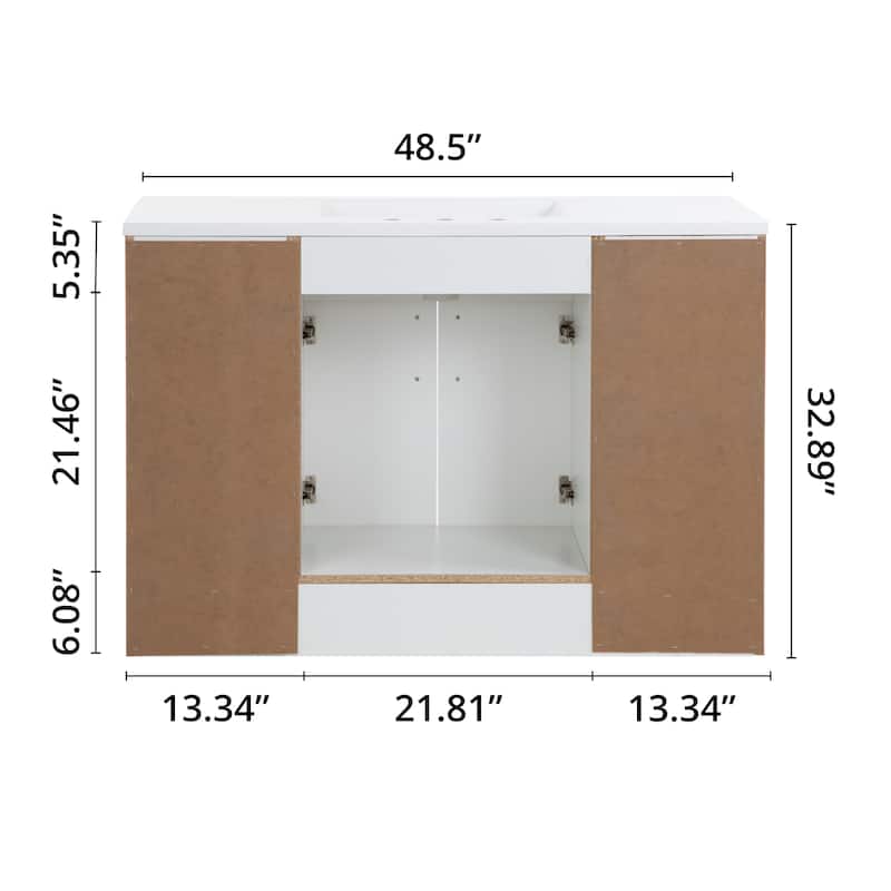 Spring Mill Cabinets Salil 48.5" Bathroom Vanity With Cabinet, 4 Drawers, and White Sink Top