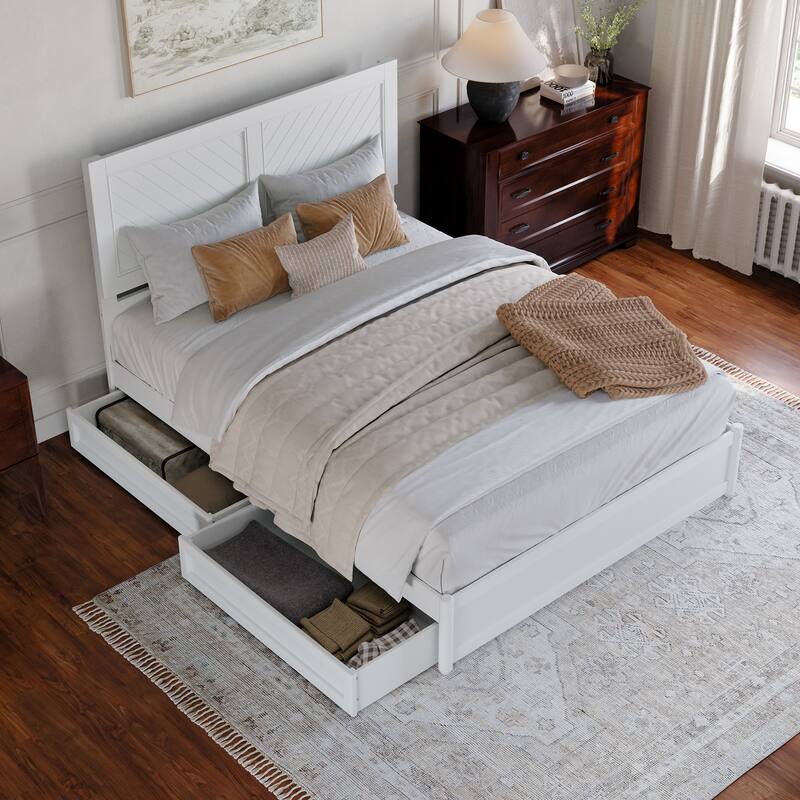 Clayton Platform Bed with Panel Footboard and Storage Drawers