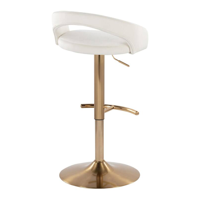 Grotto Upholstered Adjustable Barstool with Gold Base