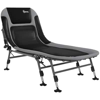 Camping Cot for Adults,Folding Bed with Soft Padded Cushions & Headrest,180° Adjustable Reclining Lounger
