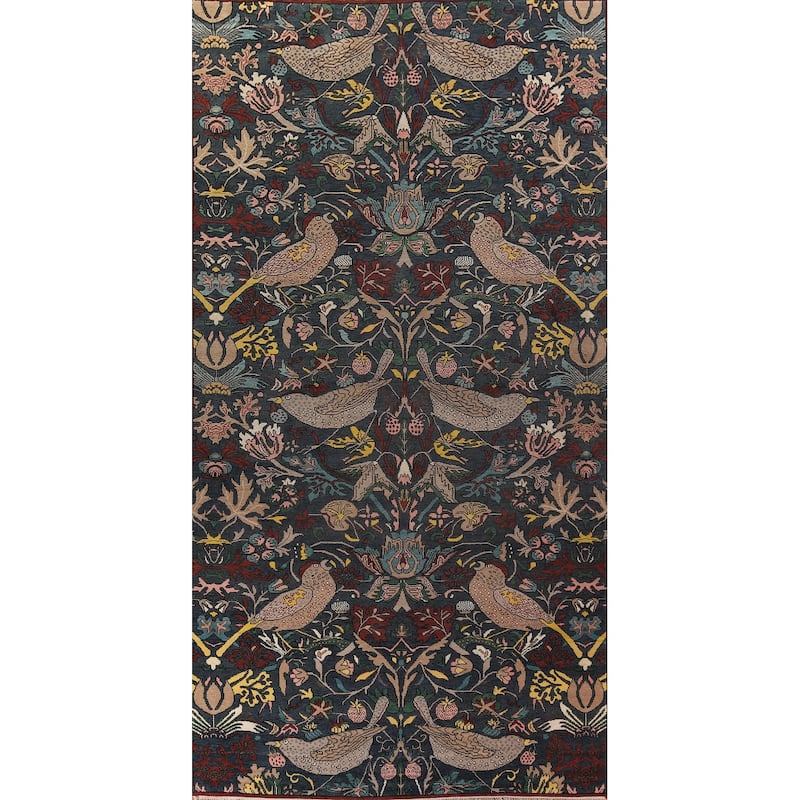 Animals Design Blue Ziegler Large Area Rug Hand-Knotted Wool Carpet - 10'2"x 19'5"