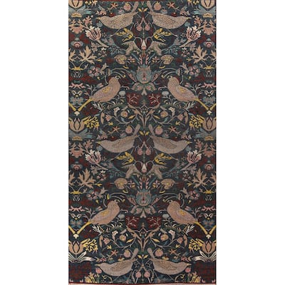 Animals Design Blue Ziegler Large Area Rug Hand-Knotted Wool Carpet - 10'2"x 19'5"