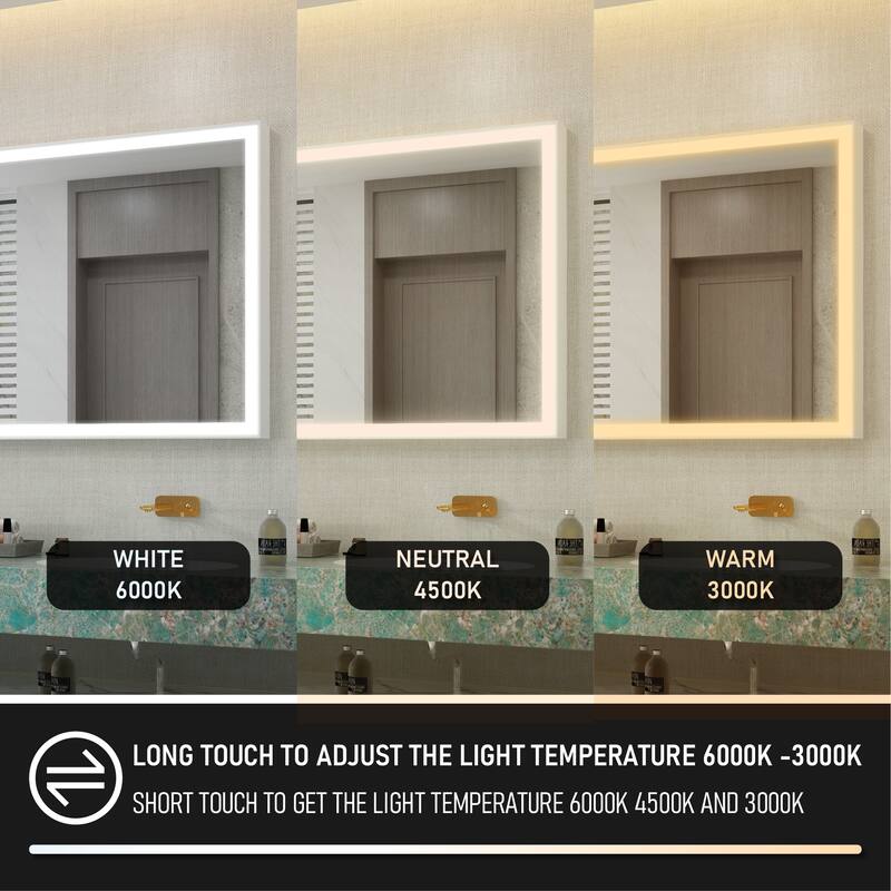 Wall Mounted Bathroom Heavy Duty Framed LED Mirror With bright light And And Memory Function