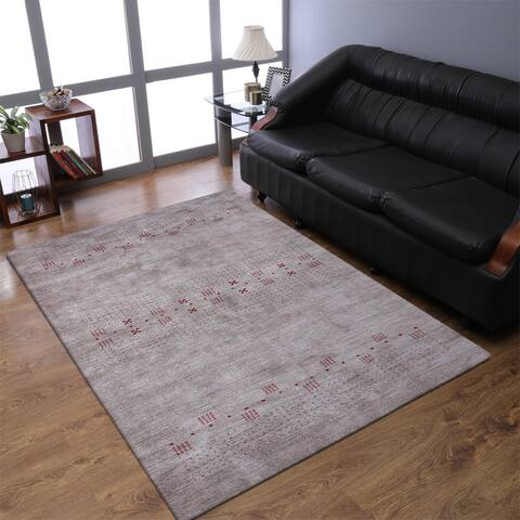 Hand Knotted Loom Wool 6'x9' Area Rug Contemporary Light Brown L00507