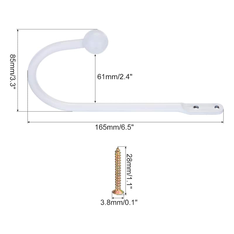2x Curtain Holdback U Shaped Wall Mounted Curtain Tiebacks Screw Hooks - White