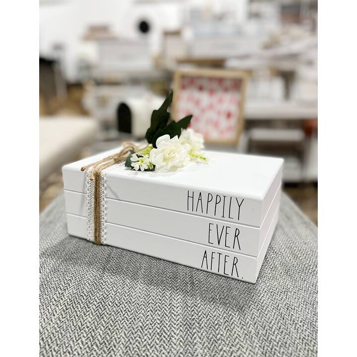Rae Dunn Decorative Stacked Books - HAPPILY EVER AFTER