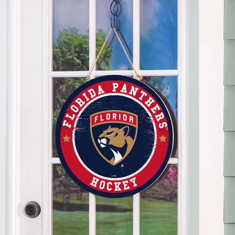 Florida Panthers Wooden Door Decor Wall Sign - Multi-Color
