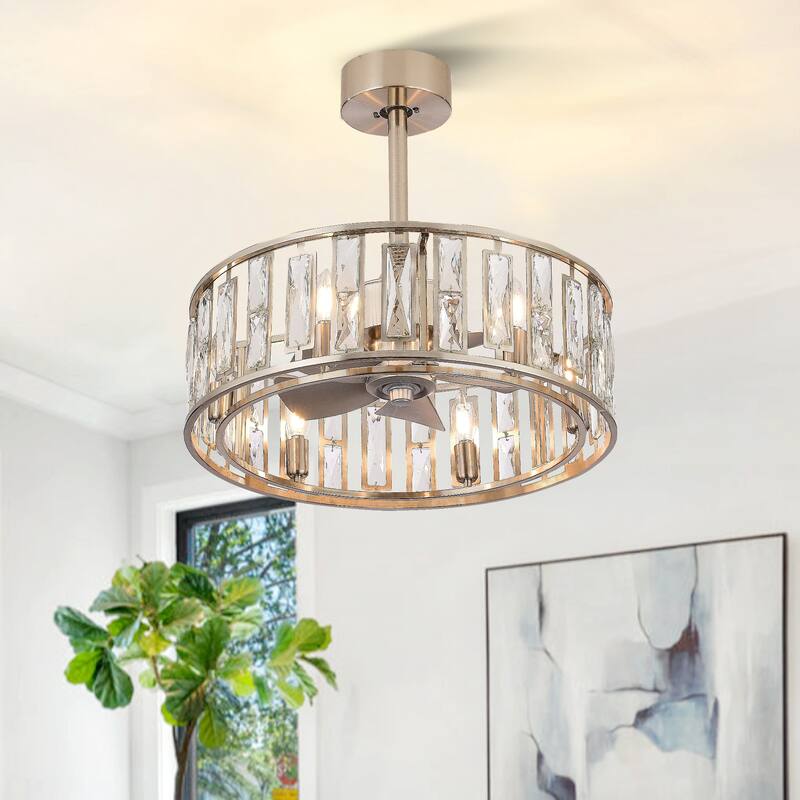 20-In Chandelier Caged Ceiling Fan with Light and Remote(5-blade)