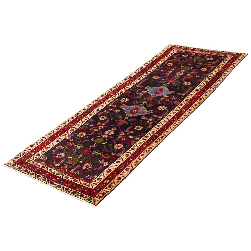 ECARPETGALLERY Hand-knotted Andelz Navy Wool Rug - 3'7 x 10'1
