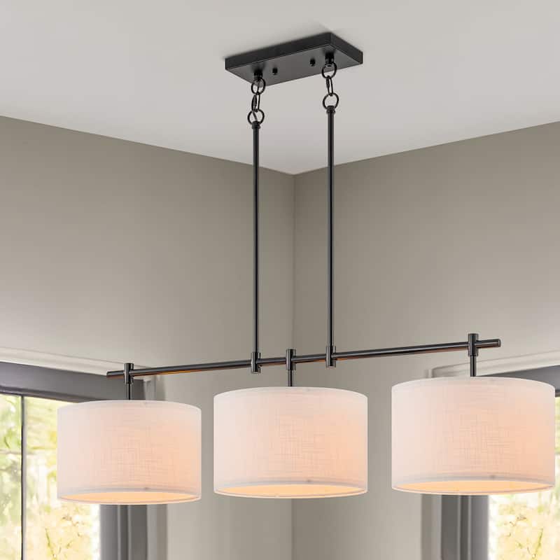 Starsky 3-Light Modern Linear Drum Fabric Kitchen Island Lights