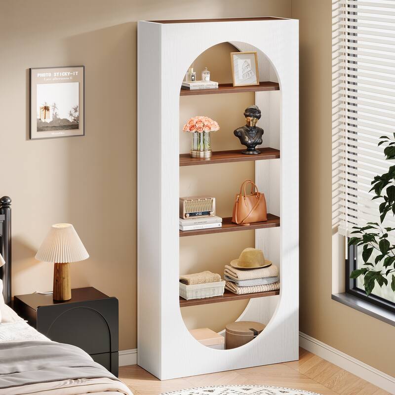 70.9 Inches Arched Bookcase with 5-Tier Storage Shelves - 31.5" W x 11.8" D x 70.9" H