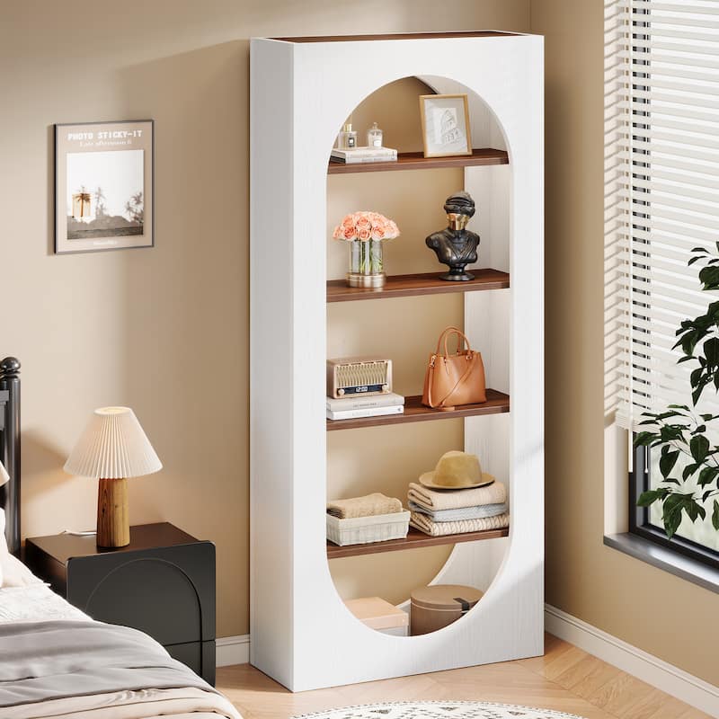 70.9 Inches Tall Arched Bookshelf, 5-Tier Modern Bookcase
