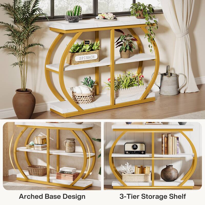 41.3" Console Table, Industrial 3-Tier Entryway Table