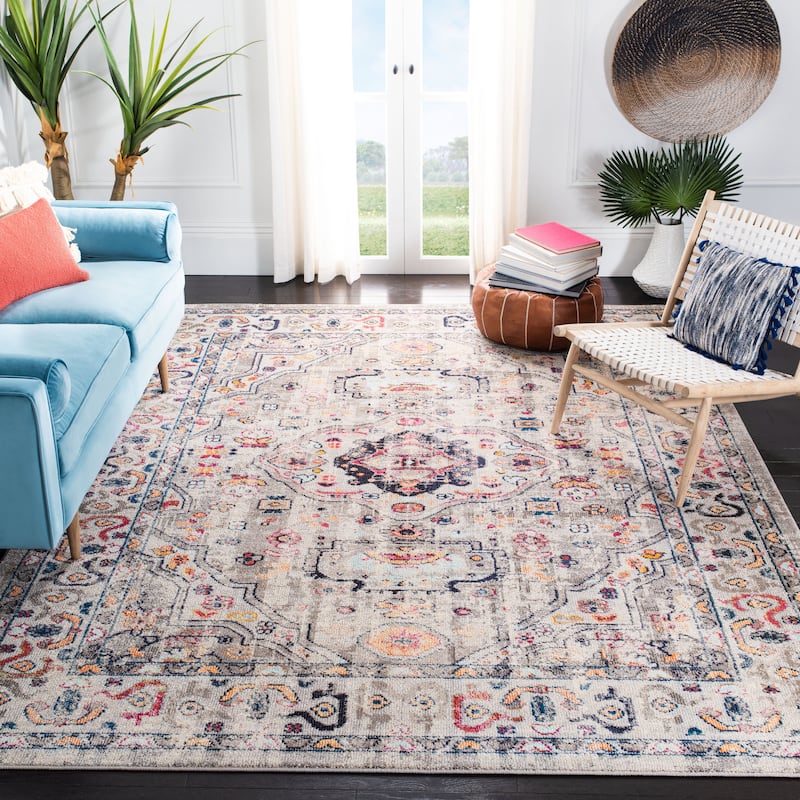 SAFAVIEH Madison Willodean Boho Oriental Distressed Rug - 12' x 18' - Grey/Blue