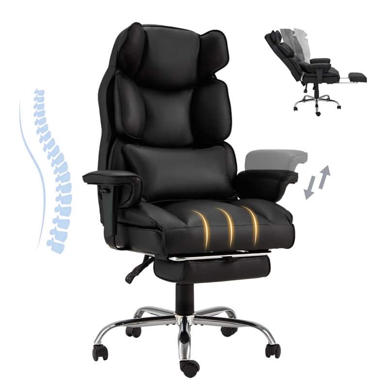 EROMMY Ergonomic Office Chair Adjustable Headrest Footrest Lumbar Support