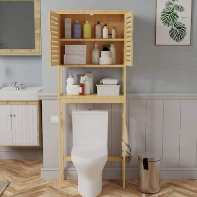Bamboo Over-The-Toilet Storage Cabinet Bathroom Organizer
