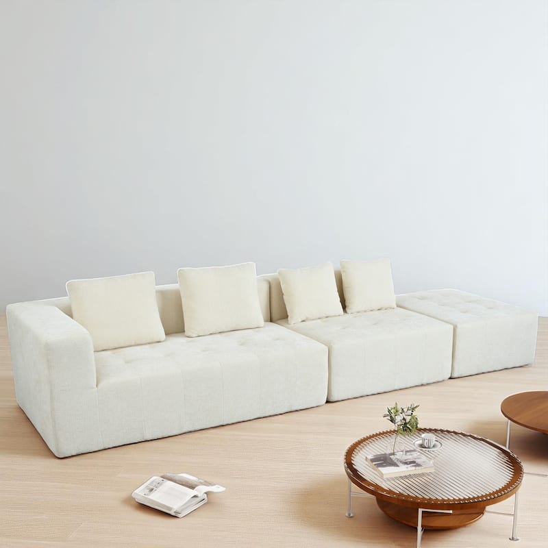 Removable Modular Sofa with Free Combination, 3-Piece Sectional Set with Cushions