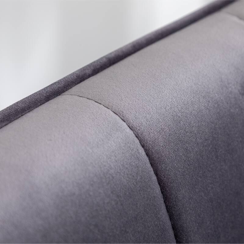 Contemporary Silky Velvet Tufted Accent Chair with Ottoman