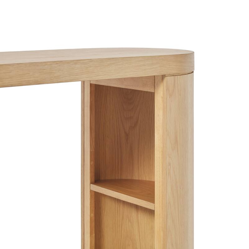 Walker Edison Modern Solid Oak Wood Veneer Console Table