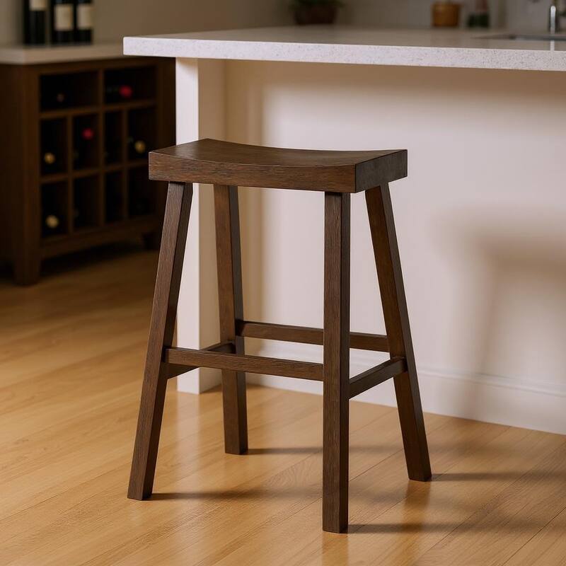 HomeRoots 31" Brown Solid Wood Backless Bar Height Bar Chair - Bar Height - Brown - Single