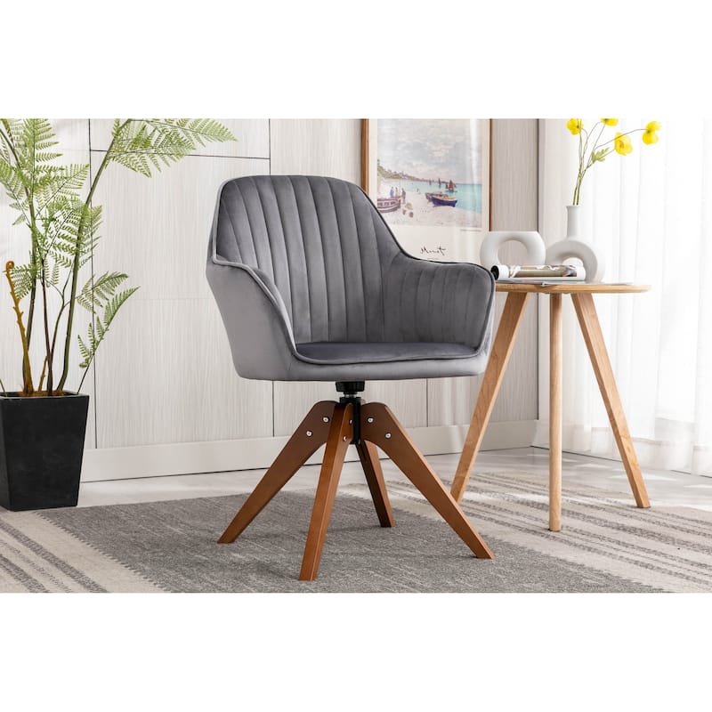 Porthos Home Oana Velvet/ Beechwood Swivel Dining Chair