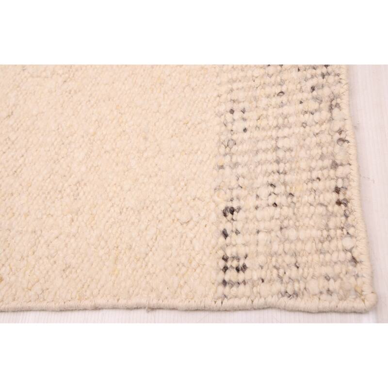 ECARPETGALLERY Hand Woven Looma Cream Wool Rug - 8'0 x 9'8