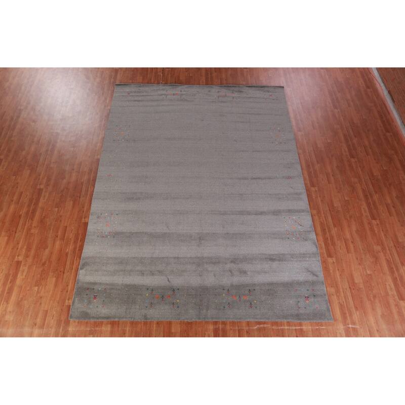 Hand Knotted Oriental 100% Wool Carpet Tribal Tribal Greys & Charcoal Gabbeh Area Rug - 12' 4'' X 8' 11''