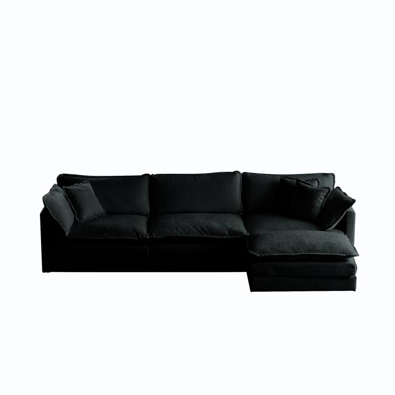 Modular Chenille U-Shape Sofa with Solid Wood Frame for Living or Guest Rooms