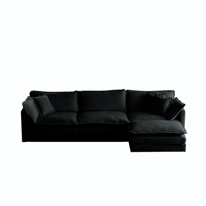 Real Relax Chenille Modular Sofa: 3-Seat L-Shaped Convertible Sectional for Living Room | 112" with Removable Pillows