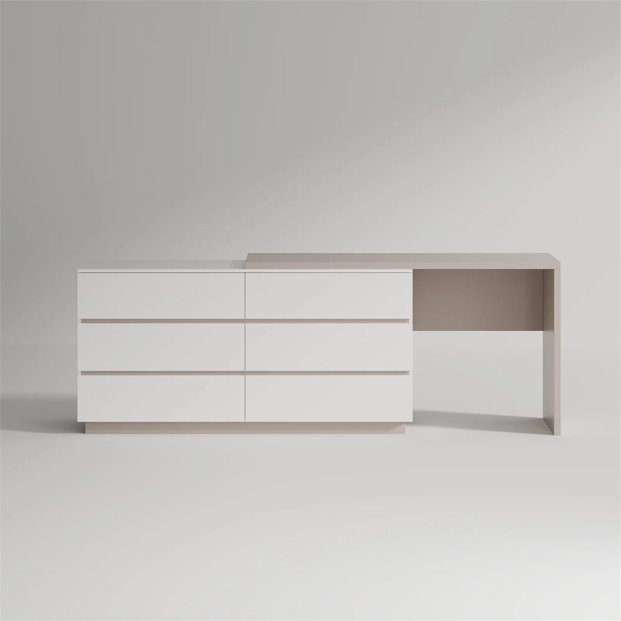 97.63" Modern Home Office Expandable Dresser Desk Combo with 6 Drawers