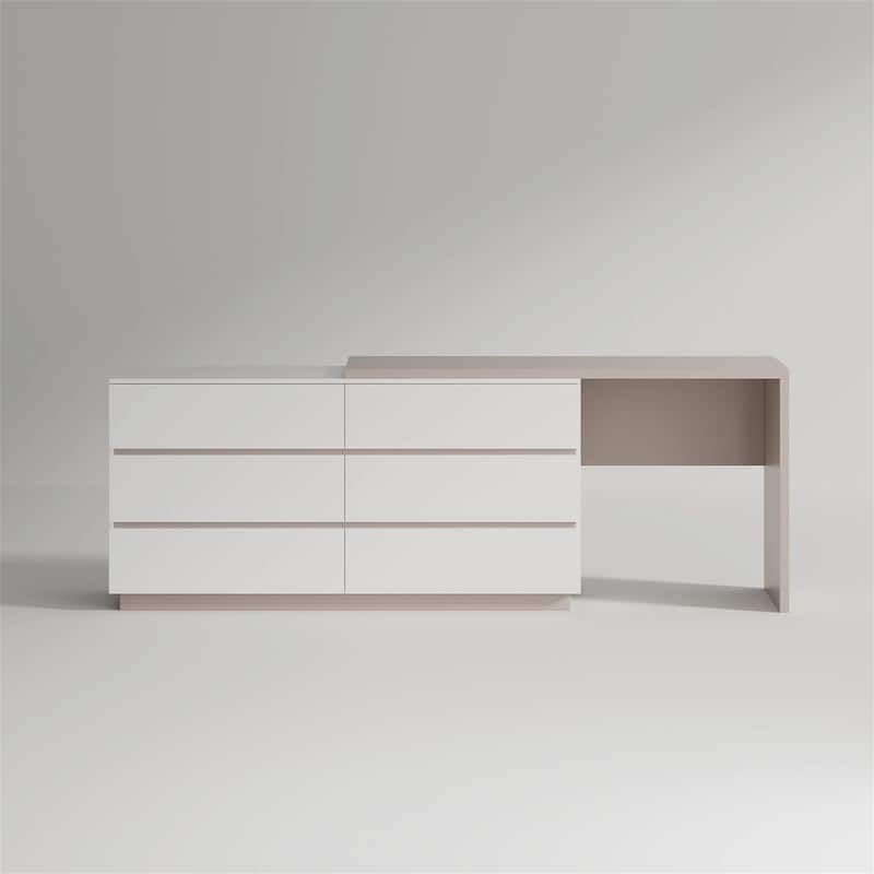 97.63" Modern Home Office Expandable Dresser Desk Combo with 6 Drawers