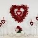 preview thumbnail 2 of 3, Heart Shaped Glittered Valentine's Day Wreath - 22" - Red