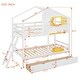 preview thumbnail 11 of 12, Twin over Twin Size Bunk Bed with 2 Drawers, 1 Small Box and Open Shelf, Solid Wood Bed with House Frame and Wood Slats