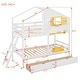 preview thumbnail 17 of 23, Twin over Twin Solid Wood Bunk Bed Kids Bed with 2 Drawers, 1 Storage Box, 1 Shelf, Window and Roof,Playhouse Style