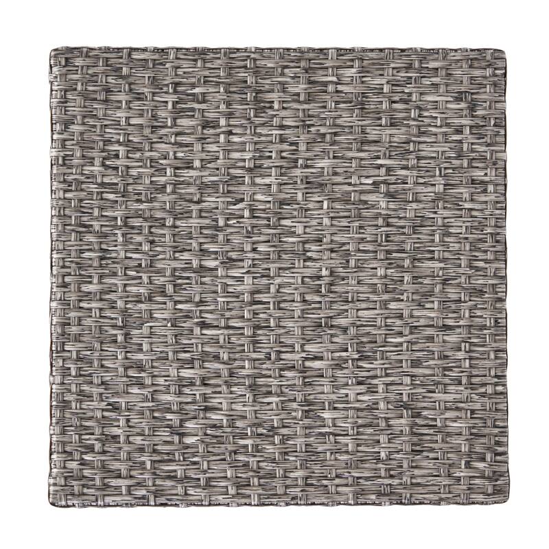 Perie Outdoor Accent Table, Gray Faux Rattan, Iron Frame, 18 Inch