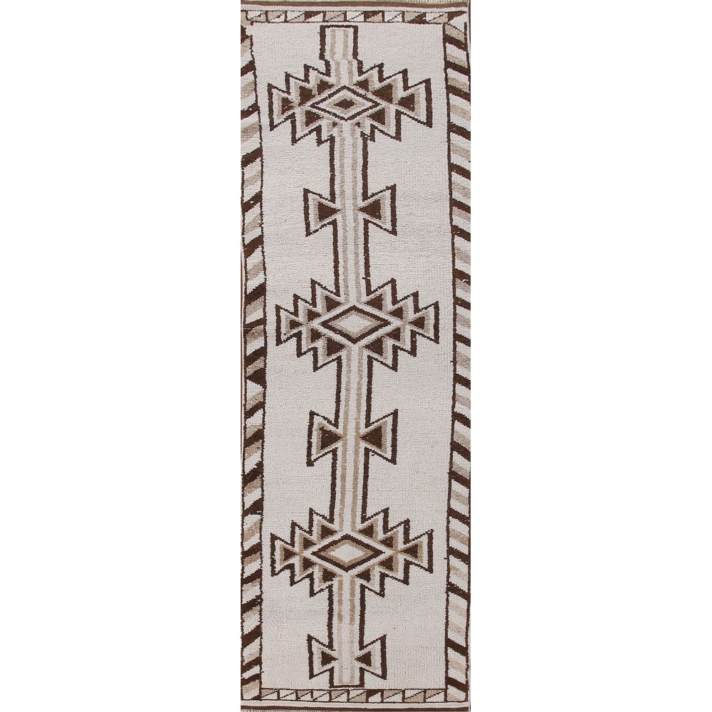 Natural Dye Anatolian Turkish Runner Rug Handmade Beige Wool Carpet - 2'11"x 12'2"