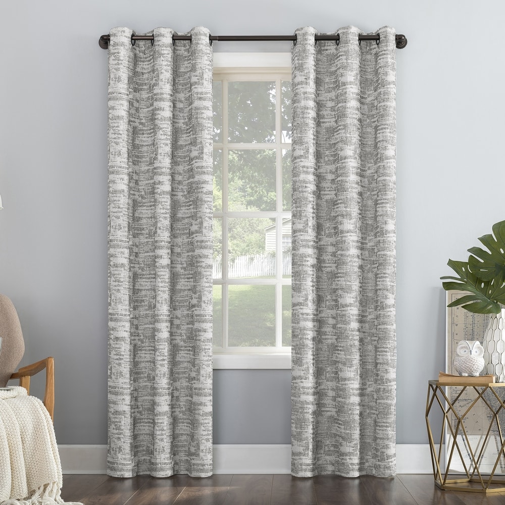 Sun Zero Parrish Distressed Grid Thermal Extreme Total Blackout Grommet 1-Piece Curtain Panel, Single Panel