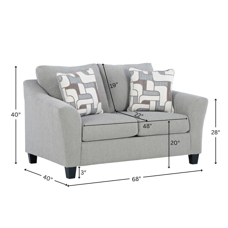 Roundhill Furniture Elaris Contemporary Flared Arm Loveseat with Soft Chenille Upholstery, Taupe - N/A