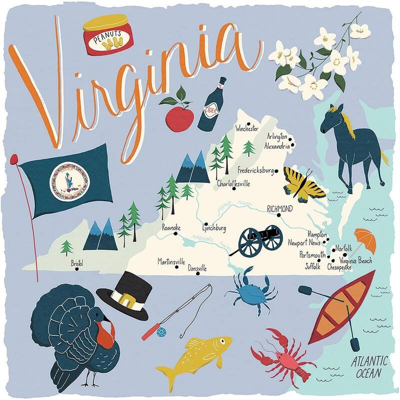 Virginia Home 4-Pack Absorbent Stone Coasters with Protective Cork Backing 4" Square Made in The USA Artistic Easily Wipes Clean - Multi