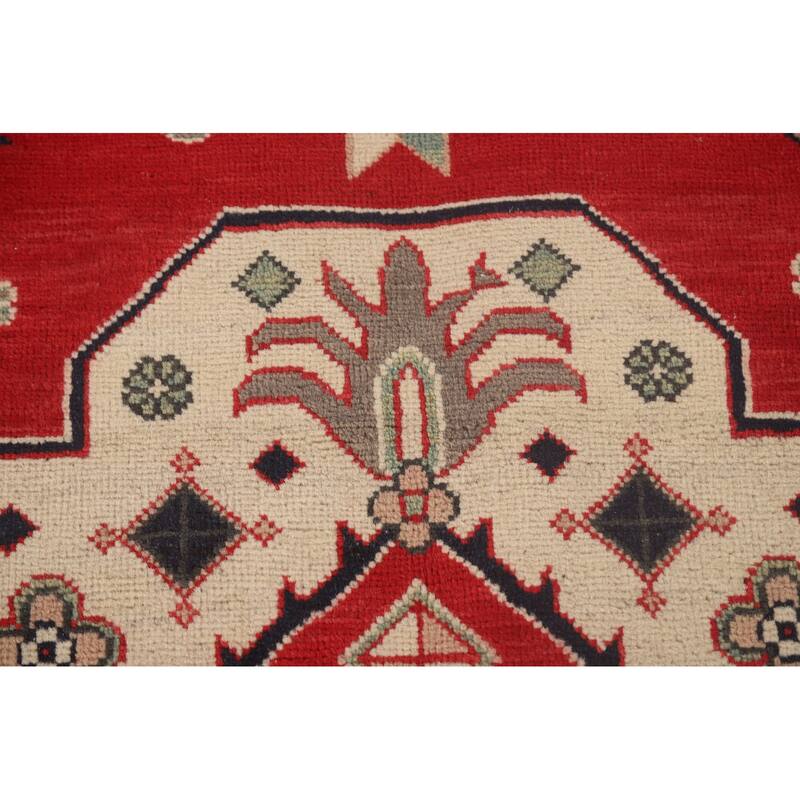 Red Kazak Oriental Area Rug Handmade Traditional Wool Carpet - 9'0"x 12'8"