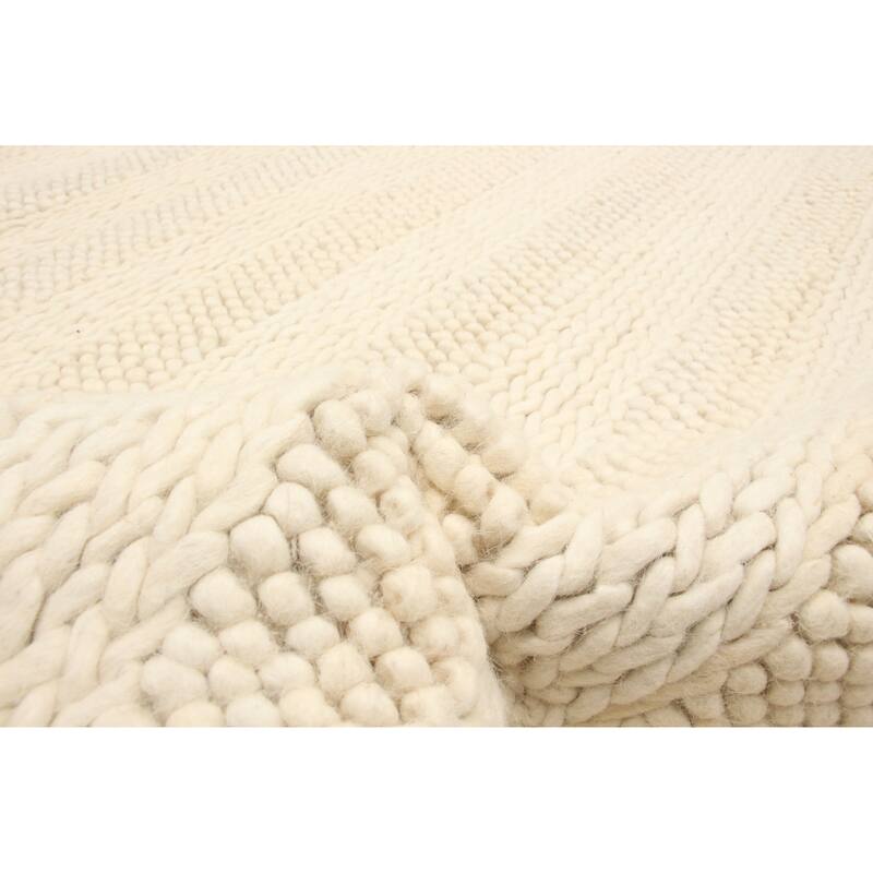 ECARPETGALLERY Braid weave Sienna Cream Wool Rug - 5'1 x 6'11