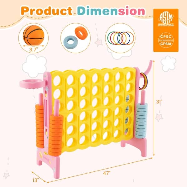 dimension image slide 1 of 3, Costway Jumbo 4-to-Score 4 in A Row Giant Game Set with Carry Bag - See Details