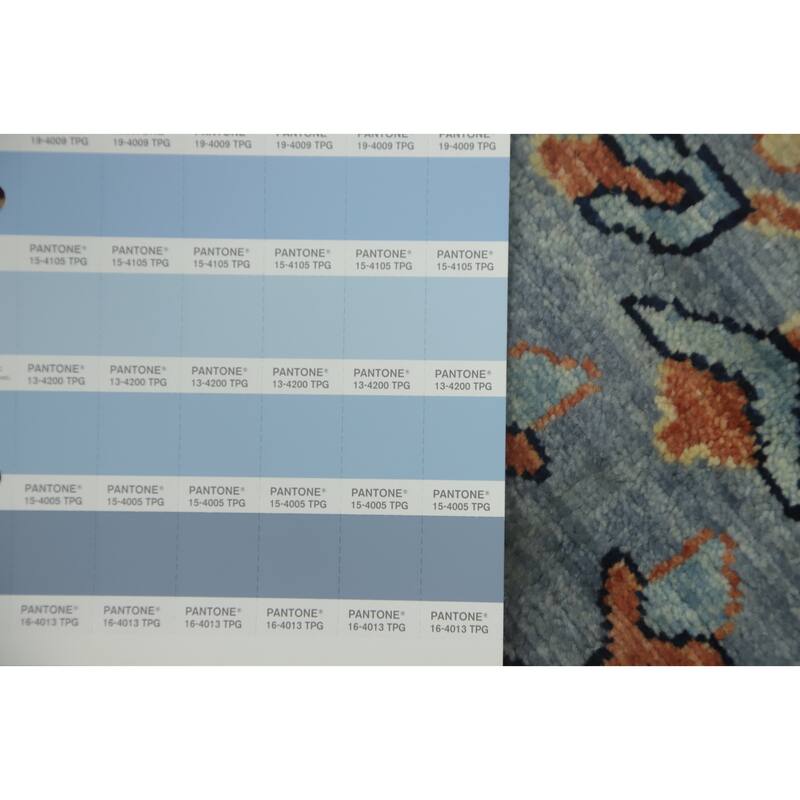 Hand Knotted Traditional Wool Blue Geometric Area Rug - 12' 1'' X 9' 3''