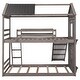 preview thumbnail 6 of 7, Twin Over Twin Solid Pine Wood Bunk Bed with Pitched Roof, Sweetheart Window, Slide, Ladder