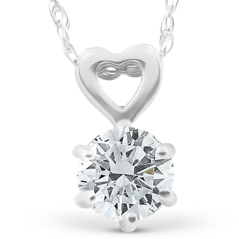 3/4ct Solitaire Diamond Heart Pendant White Gold