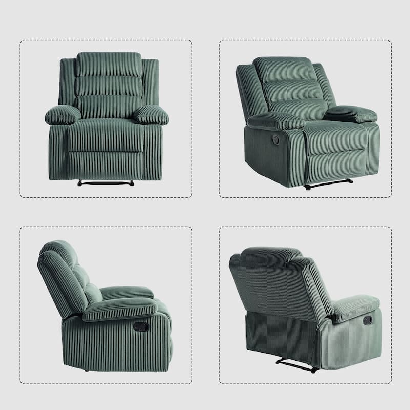 2 Set Modern Corduroy Manual Recliner Chair, Oversize Accent Chair Recliner with Wide Armrest